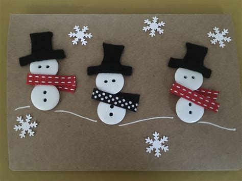 Snowman Button Card Christmas Cards Handmade Christmas T Tags
