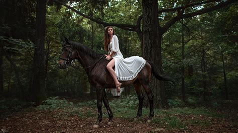 Horse Riding Women Animals Forest Georgy Chernyadyev Women