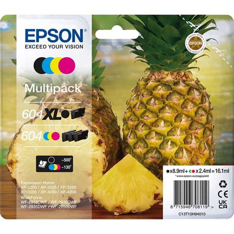 epson multipack ananas 604 xl encre 1 noir xl 1 cyan 1 magenta