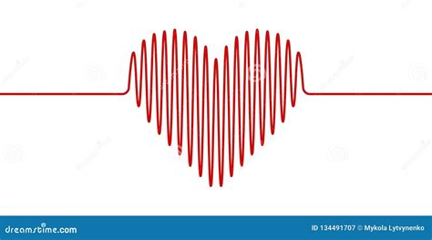 Heart Shape Wavy Line Vector Heartbeat Hand Drawn Concept Health And