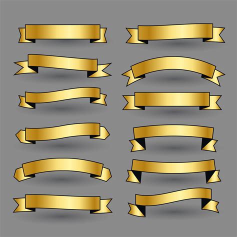 Set Of Golden Ribbons Banner Download Free Vector Art Stock Graphics