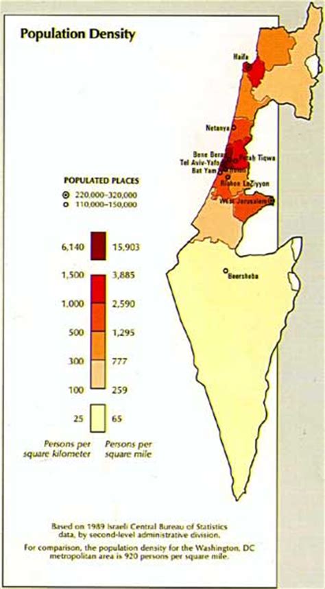 The population of the state of israel was estimated at 9,291,000 by the end of 2020, according to although the first generations of jewish settlers were mostly secular, the influence of religion on the. Map of Israel Population Density (1993)