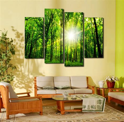 Lush Woods 4 Panelsset Hd Canvas Painting Artworkhot Sell Modernwall