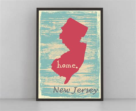 Retro Style Travel Poster New Jersey Vintage State Poster Etsy