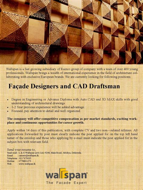 Facade Designers And Cad Draftsman