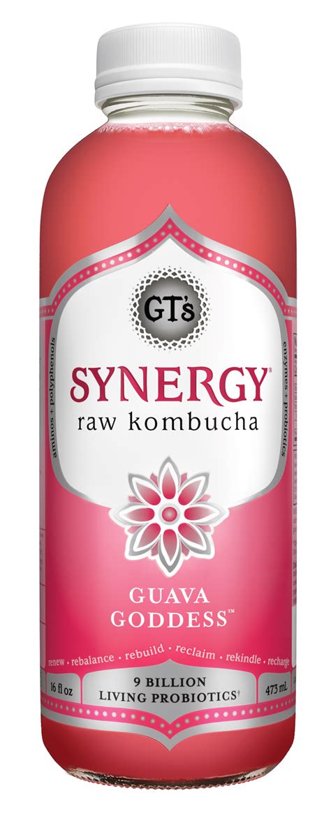 Gts Synergy Kombucha Raw Organic Probiotics Refrigerated Guava