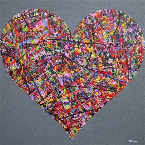 Abstract Heart Heart Painting In Jackson Pollock Style