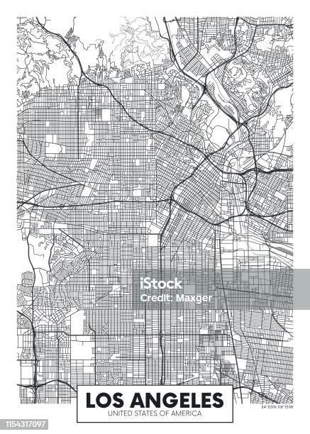 벡터 포스터 지도 시티 로스 앤젤레스 로스앤젤레스 시에 대한 스톡 벡터 아트 및 기타 이미지 로스앤젤레스 시 지도 벡터 istock