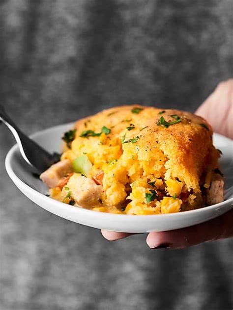 This cornbread is a rare compromise between southern and northern cornbreads: Leftover Turkey Cornbread Casserole Recipe - Thanksgiving Leftovers