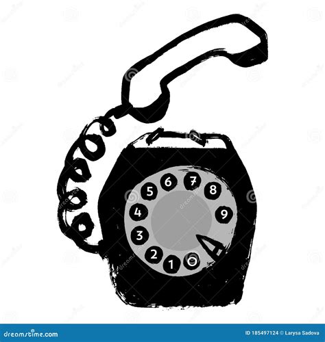 Vector Hand Drawn Illustration Of Retro Phone In Doodle Grunge Hand