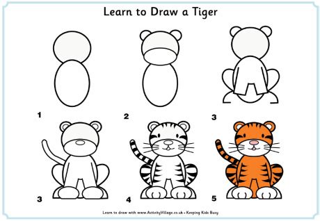 How to draw a tiger for kids. Learn to Draw a Tiger