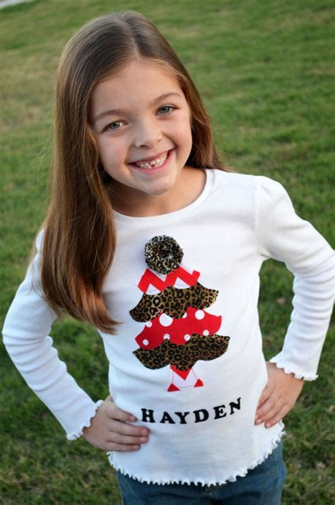 Girls Christmas Tree Applique T Shirt Or By Haydiepotateeboutq