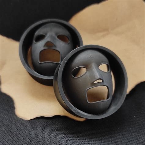 a pair of corey taylor mask ear tunnels unique lightweight etsy
