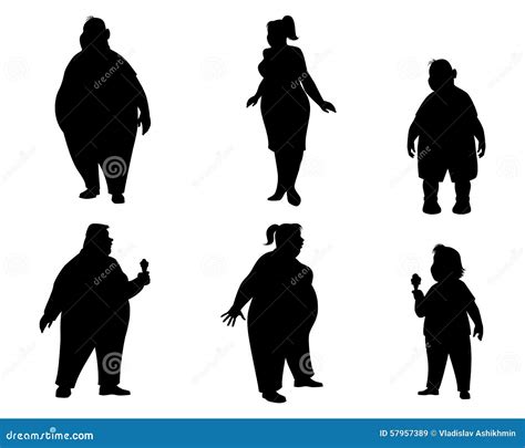 Six Fat People Silhouettes Stock Vector Illustration Of Torso 57957389