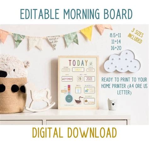 Editable Morning Board Preschool Toddler Learning Calendar Etsy