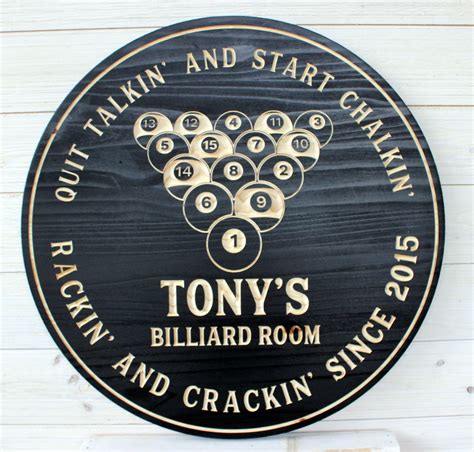 Billiard Room Sign Personalized Sign Man Cave Carved Sign Etsy Game