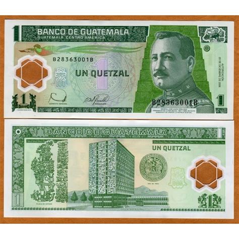 Guatemala 1 Quetzal 2006 General Orellana Pick 109 Billete De Plastico