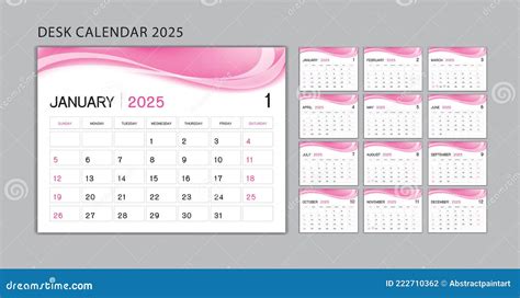 Planner Design Set Desk Calendar 2025 Template Vector Wall Calendar