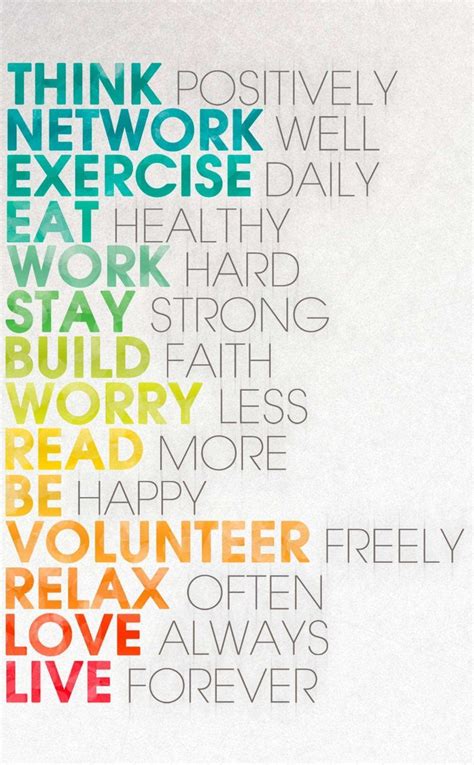 Think Positively Network Well Exercise Daily Eat Healthy Work Hard