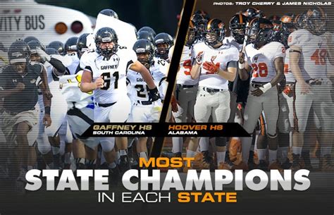 Most High School Football State Championships In Each State