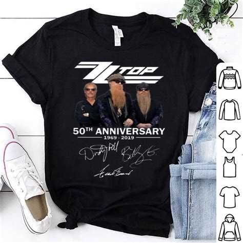 Get tickets & vip here. ZZ Top 50th Anniversary 1969-2019 Signatures shirt, hoodie ...