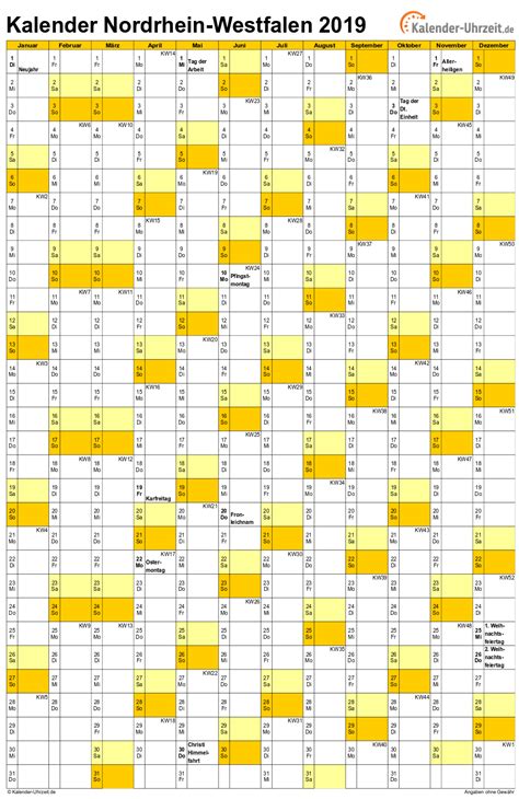 Feiertage 2019 Nordrhein Westfalen Kalender