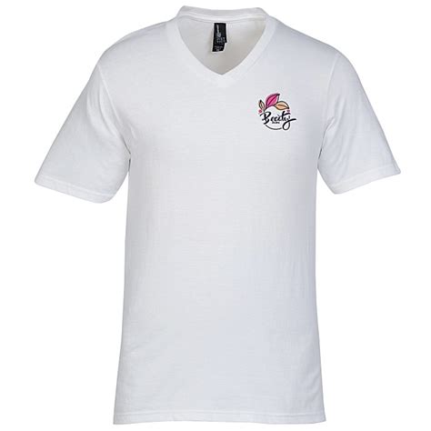 Ultimate V Neck T Shirt Mens White Embroidered