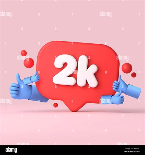 2 Thousand Followers Social Media Banner Thumbs Up 3d Rendering Stock