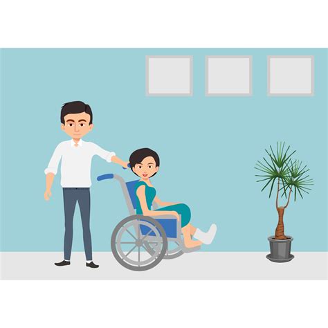 Couple Leaving Hospital With Wheelchair Download Free Vectors