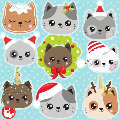 Christmas Cute Cat Clipart Graphic By Catandme Creative Fabrica