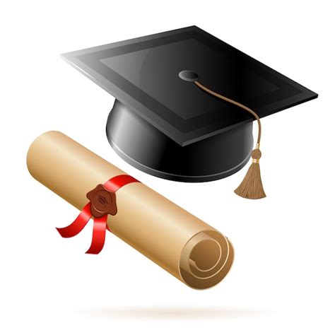 Diploma Y Gorro De Graduación Vector Premium