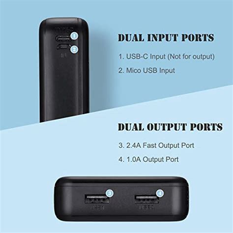 Miady 2 Pack 15000mah Portable Charger 5v3a Usb C Fast Charging Power