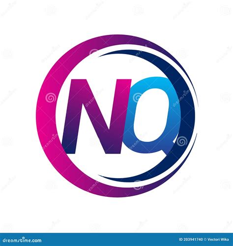 Initial Letter Logo Nq Company Name Blue And Magenta Color On Circle