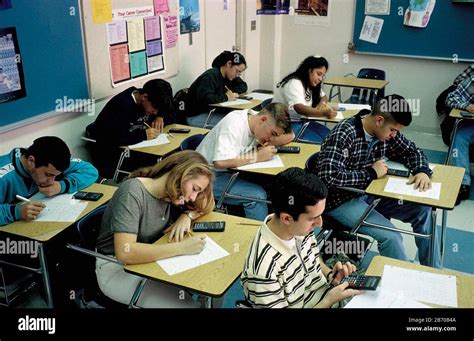 Austin Texas Usa High School Students Taking Math Test In Classroom
