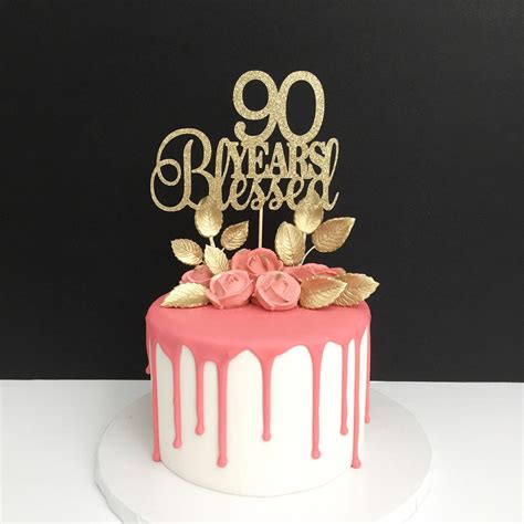 A meaningful cake to celebrate a 90th birthday. 90 Years Blessed Cake Topper 90th Birthday Cake Topper ...