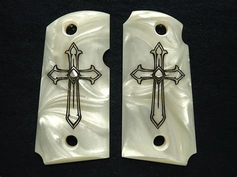 Pearl Cross Engraved Kimber Micro 9 Grips Ls Grips