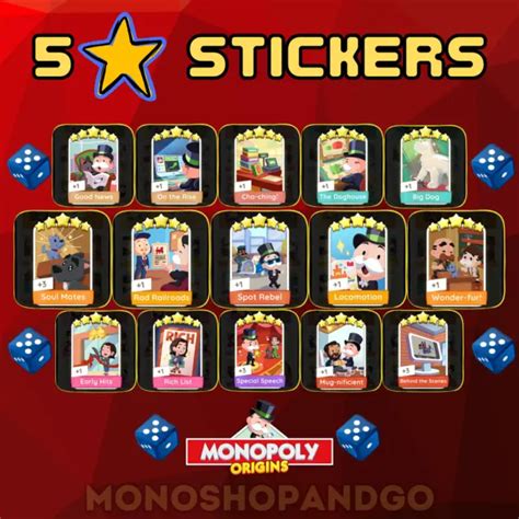 Monopoly Go Stickers 5 Star Stickers Monopoly Origins Read