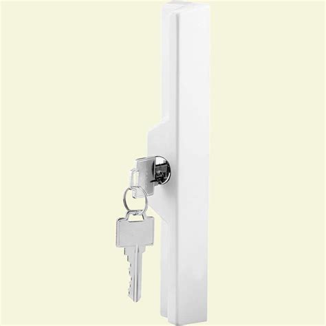 Prime Line Diecast White Outside Patio Door Pull With Key C 1120
