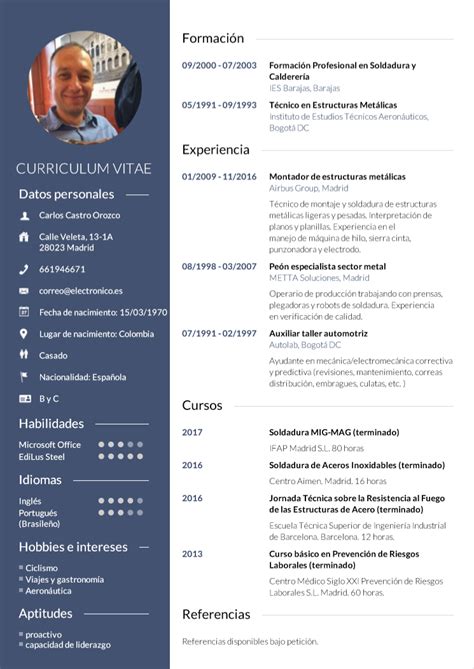 Formato de currículum vitae para personalizar. Ejemplo De Curriculum Vitae En Español Pdf - Compartir ...