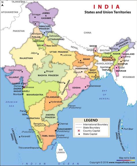 India Stati Politici Mappa India Mappa Politica Di Stati E Capitali