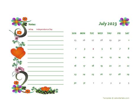 July 2023 Calendar Dates Free Printable Templates