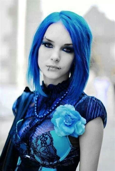 Blue Hair Goth Girls Goth Beauty Gothic Outfits
