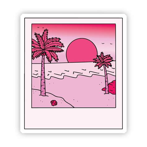 Sunset Polaroid Pink Aesthetic Sticker Aesthetic Stickers Preppy