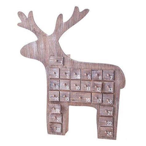 Gisela Graham Natural Wooden Reindeer Advent Calendar 40cm Wood