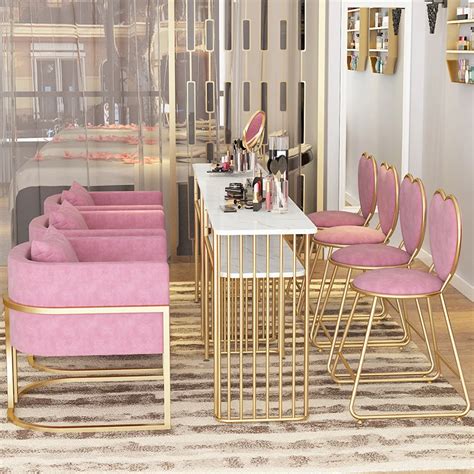 Modern Pink Beauty Salon Single Double Manicure Table And Chair Set Nail Station Furniture Buy