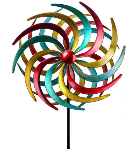 Large Metal Wind Spinner Kinetic Colorful Windmill Garden Yard Art