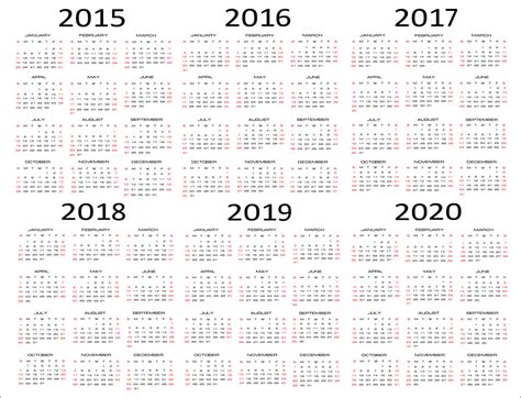 Printable Multi Year Calendar Calendar Template 2023