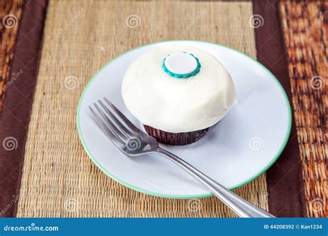 White Sugar Frost Cupcake With Fork Stock Photo Image Of Luxury