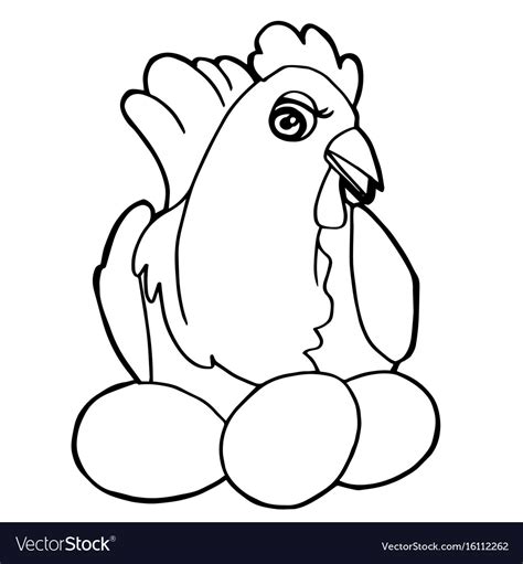 Cartoon Cute Chicken Coloring Page Royalty Free Vector Image