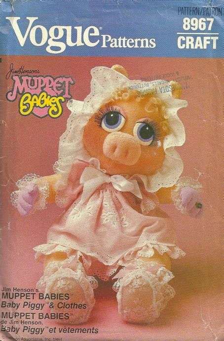 Vogue 599 8967 1980s Muppet Babies Miss Piggy Doll And Clothes Pattern